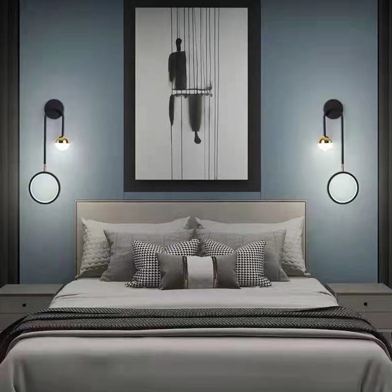2-Light Round Wall Lighting Ideas Modern Style Metal Wall Mount Lamp
