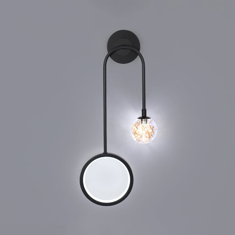 2-Light Round Wall Lighting Ideas Modern Style Metal Wall Mount Lamp