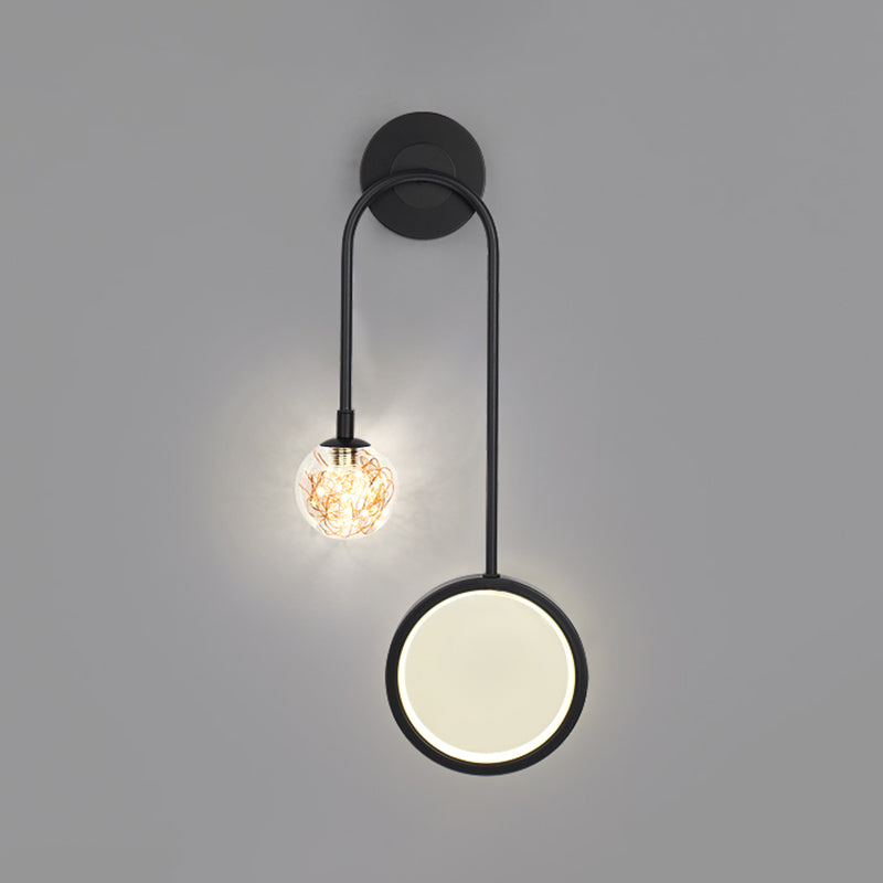 2-Light Round Wall Lighting Ideas Modern Style Metal Wall Mount Lamp