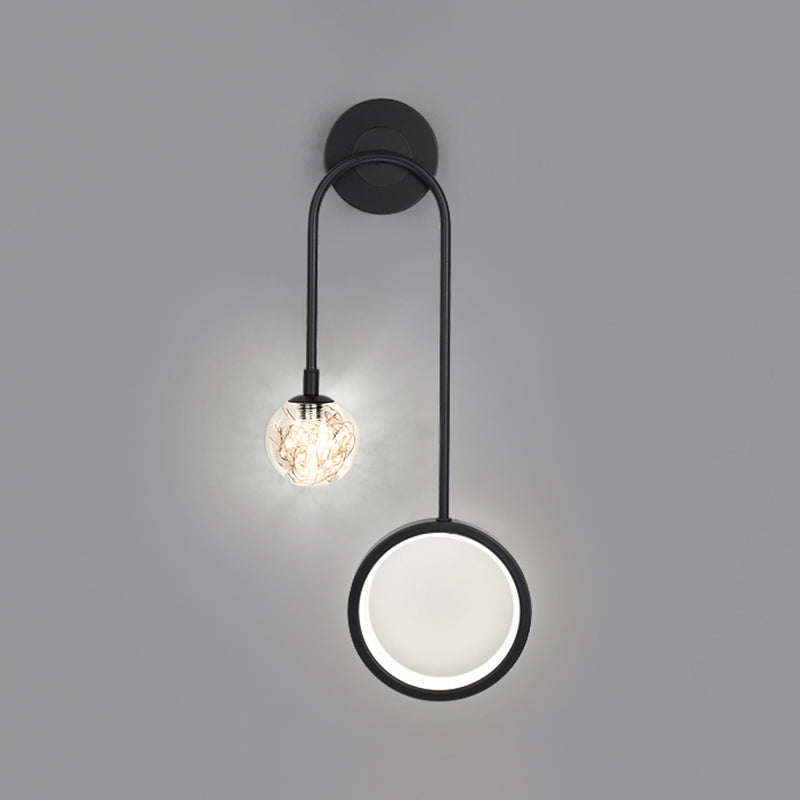 2-Light Round Wall Lighting Ideas Modern Style Metal Wall Mount Lamp