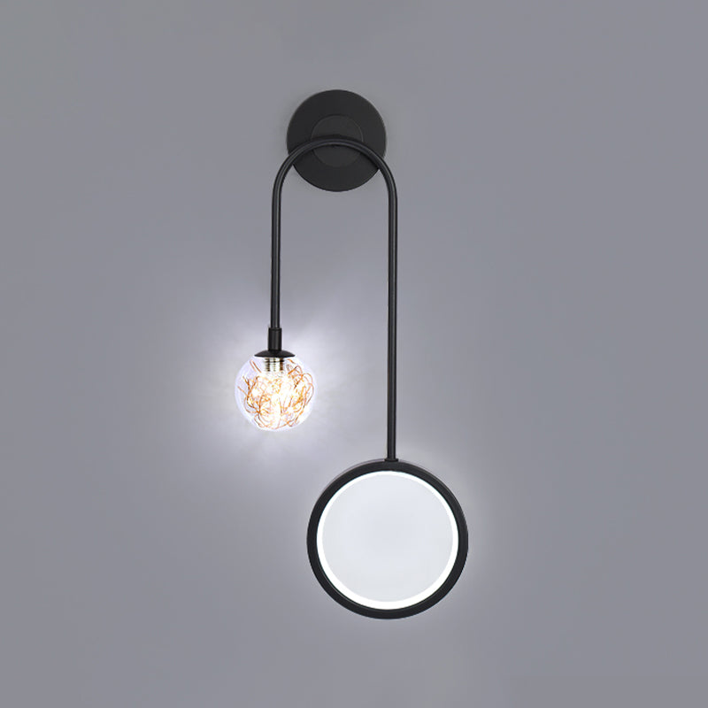 2-Light Round Wall Lighting Ideas Modern Style Metal Wall Mount Lamp