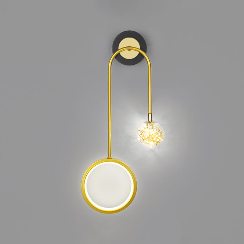 2-Light Round Wall Lighting Ideas Modern Style Metal Wall Mount Lamp