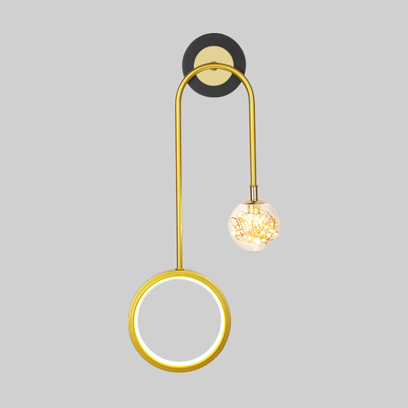 2-Light Round Wall Lighting Ideas Modern Style Metal Wall Mount Lamp
