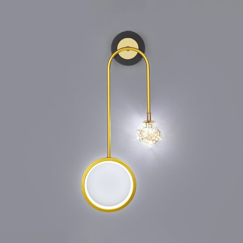 2-Light Round Wall Lighting Ideas Modern Style Metal Wall Mount Lamp