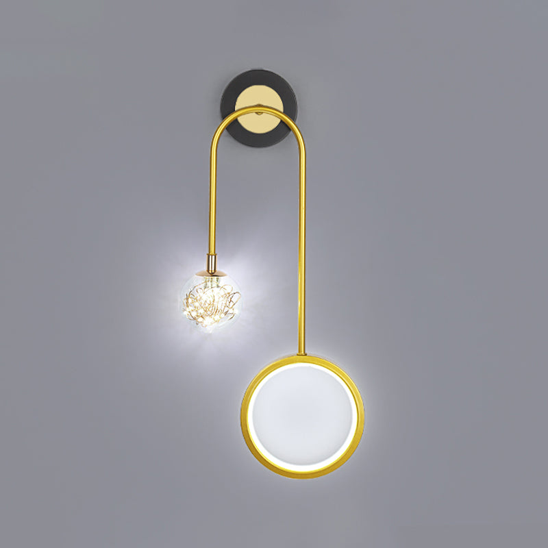 2-Light Round Wall Lighting Ideas Modern Style Metal Wall Mount Lamp