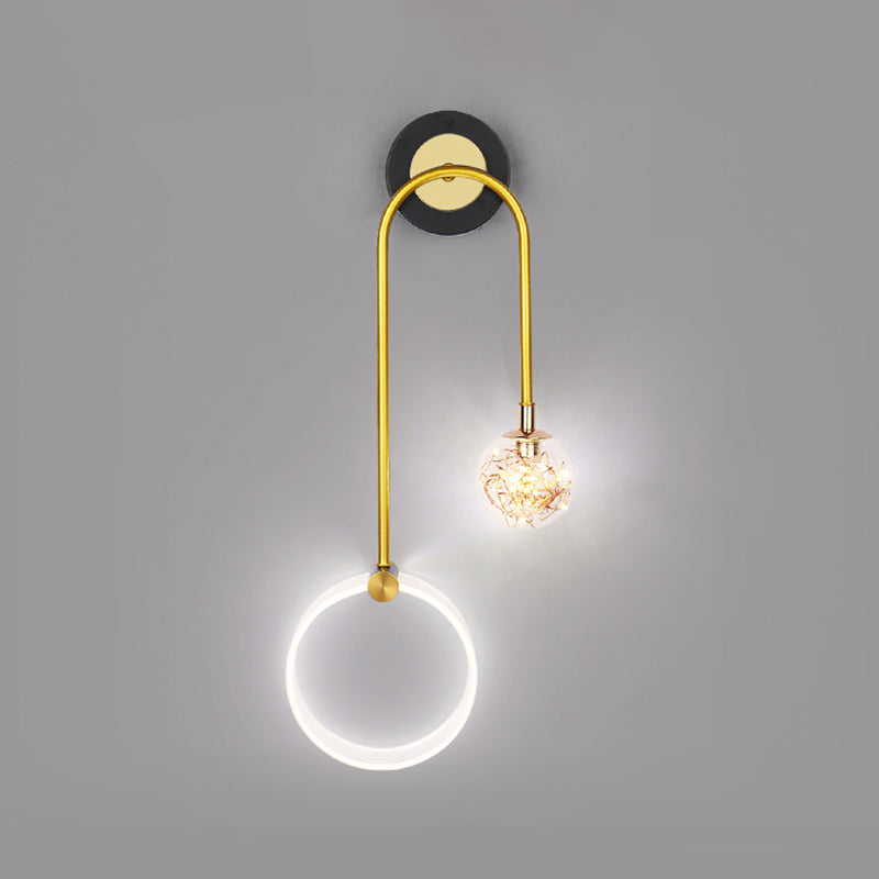 2-Light Round Wall Lighting Ideas Modern Style Metal Wall Mount Lamp
