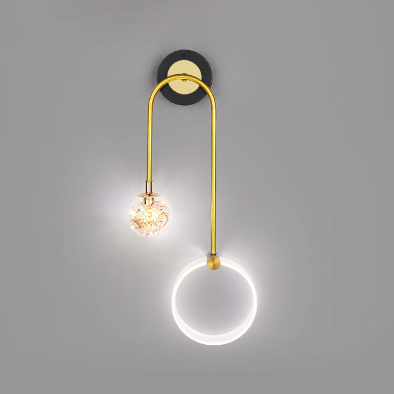 2-Light Round Wall Lighting Ideas Modern Style Metal Wall Mount Lamp