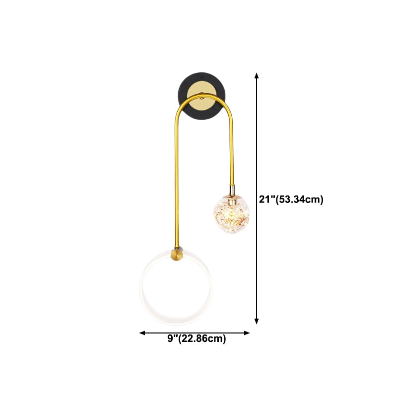 2-Light Round Wall Lighting Ideas Modern Style Metal Wall Mount Lamp