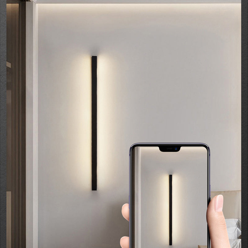 Metal Linear Shape Wall Light Modern Style 1-Light Wall Light Sconces in Black