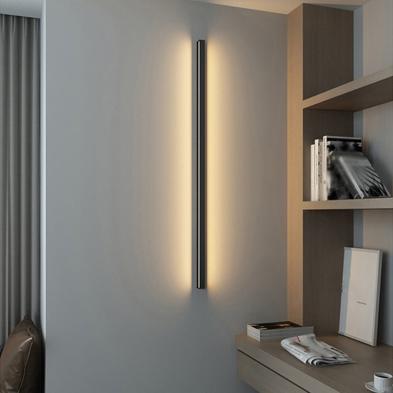 Metal Linear Shape Wall Light Modern Style 1-Light Wall Light Sconces in Black