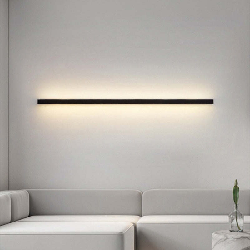 Metal Linear Shape Wall Light Modern Style 1-Light Wall Light Sconces in Black
