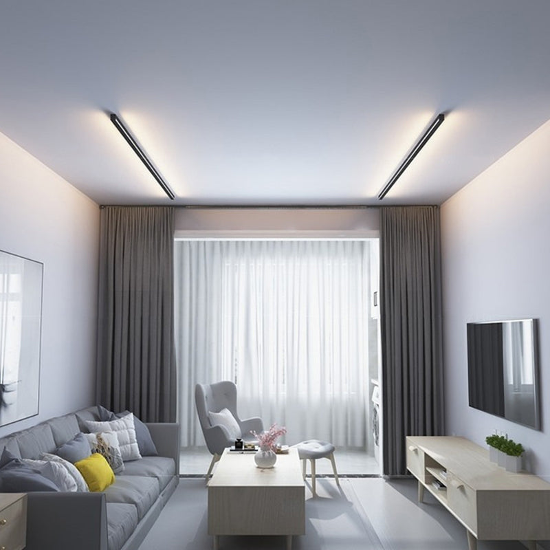 Metal Linear Shape Wall Light Modern Style 1-Light Wall Light Sconces in Black