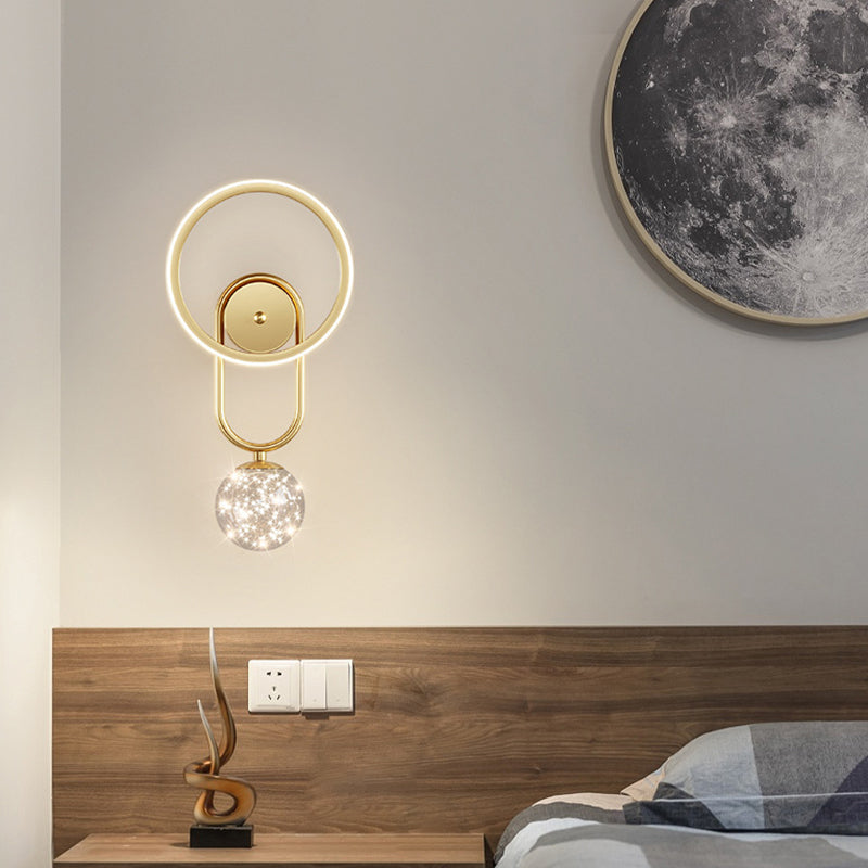 Modern Style Spherical Shape Wall Sconce Glass 2 Light Sconces for Living Room