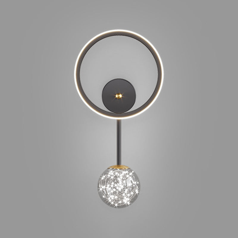 Modern Style Spherical Shape Wall Sconce Glass 2 Light Sconces for Living Room