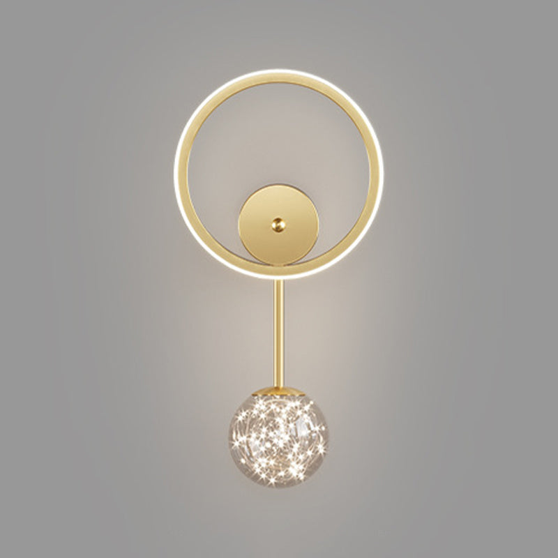 Modern Style Spherical Shape Wall Sconce Glass 2 Light Sconces for Living Room