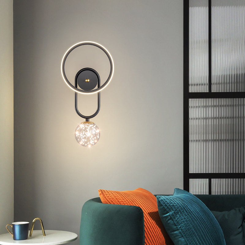 Modern Style Spherical Shape Wall Sconce Glass 2 Light Sconces for Living Room