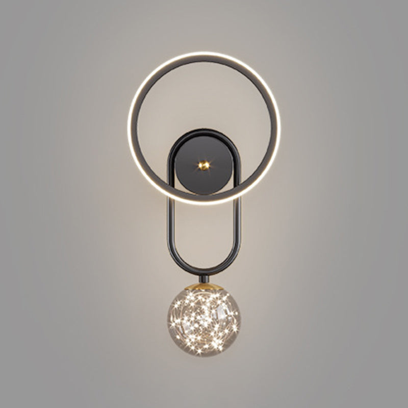 Modern Style Spherical Shape Wall Sconce Glass 2 Light Sconces for Living Room