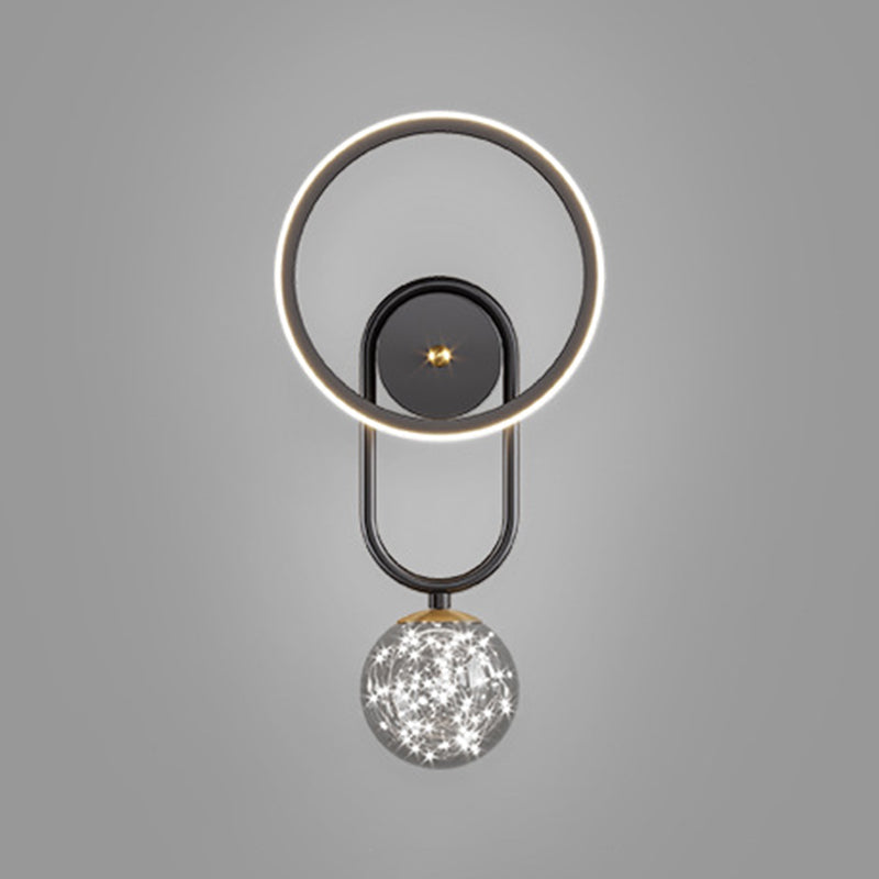 Modern Style Spherical Shape Wall Sconce Glass 2 Light Sconces for Living Room