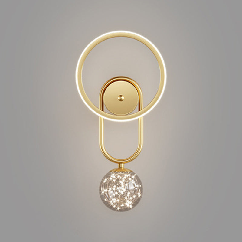 Modern Style Spherical Shape Wall Sconce Glass 2 Light Sconces for Living Room