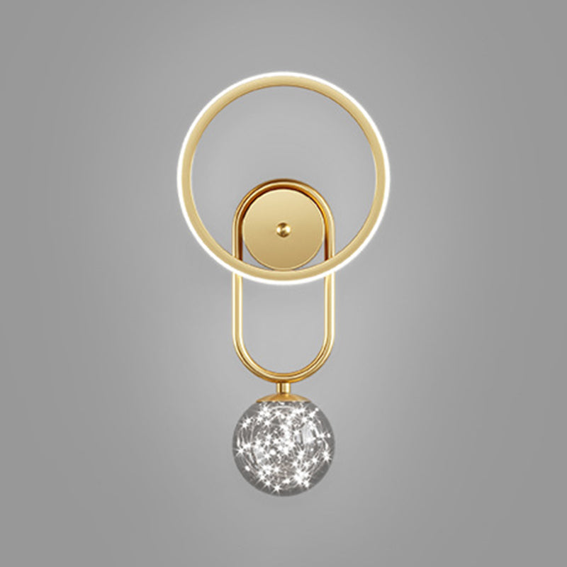 Modern Style Spherical Shape Wall Sconce Glass 2 Light Sconces for Living Room