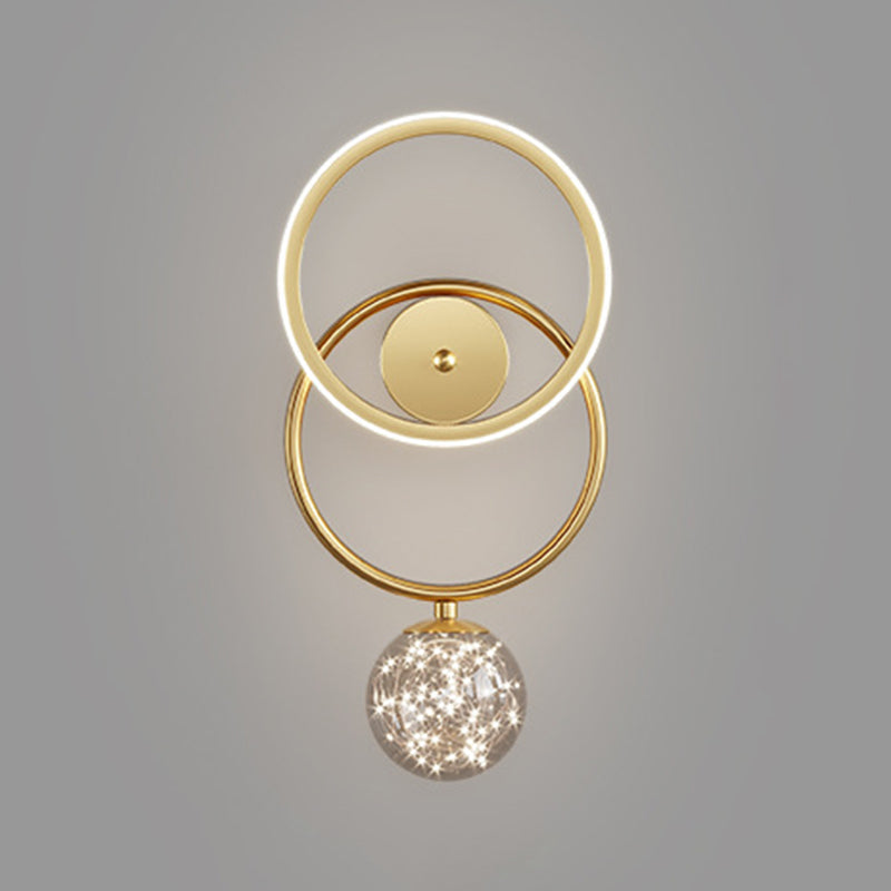 Modern Style Spherical Shape Wall Sconce Glass 2 Light Sconces for Living Room