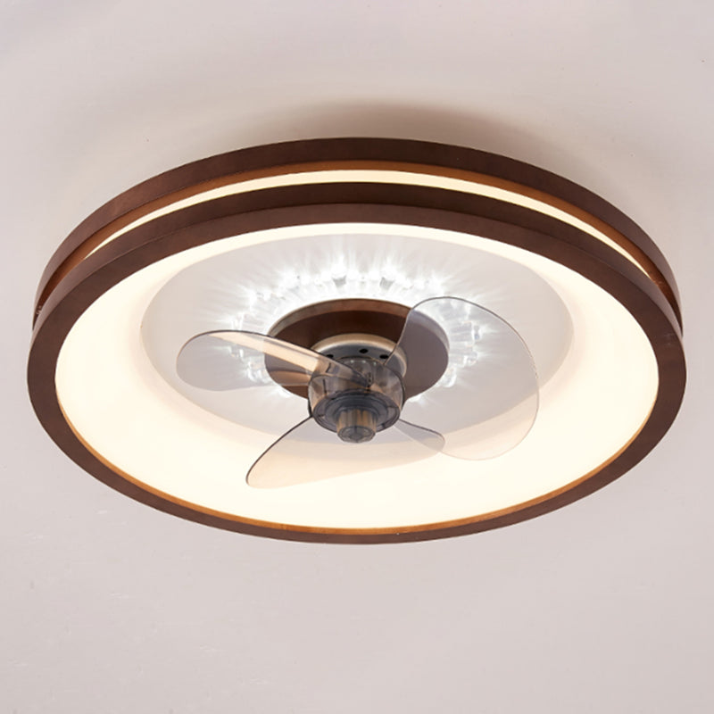 Nordic Style Ceiling Fan Lamp Circle LED Ceiling Fan Light with Acrylic Shade for Bedroom