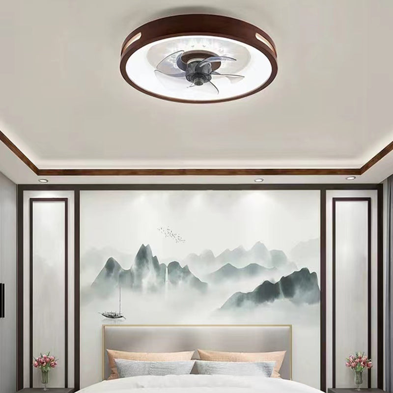 Nordic Style Ceiling Fan Lamp Circle LED Ceiling Fan Light with Acrylic Shade for Bedroom