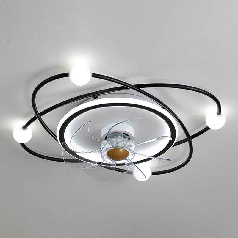 Nordic Style Ceiling Fan Lamp Iron Ceiling Fan Light with ABS Fan Blade for Bedroom