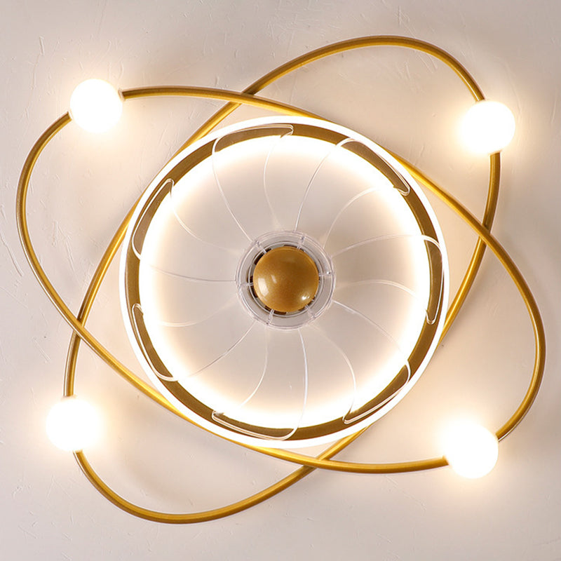 Nordic Style Ceiling Fan Lamp Iron Ceiling Fan Light with ABS Fan Blade for Bedroom