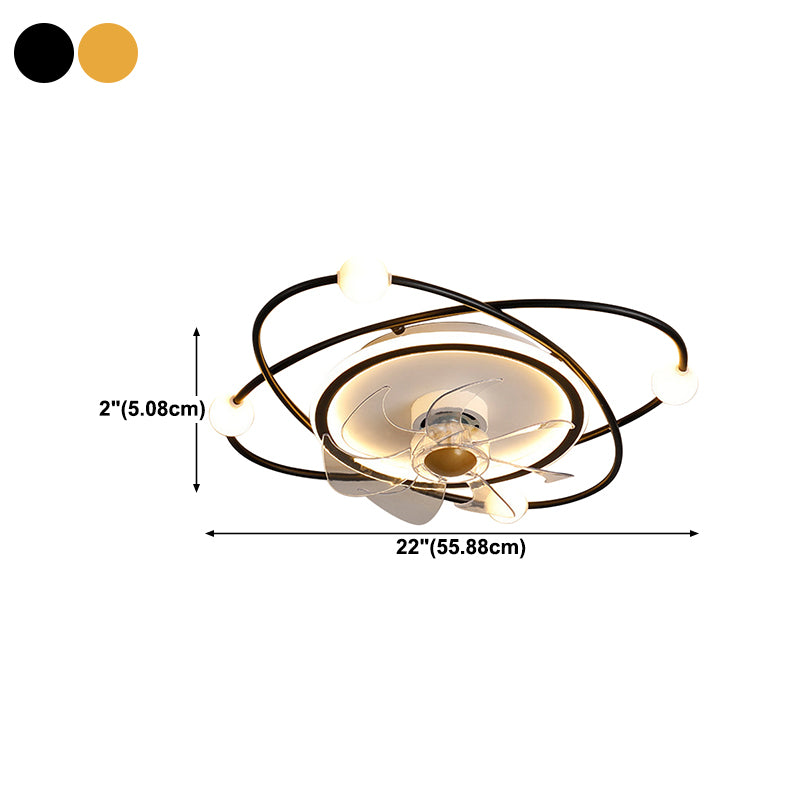 Nordic Style Ceiling Fan Lamp Iron Ceiling Fan Light with ABS Fan Blade for Bedroom