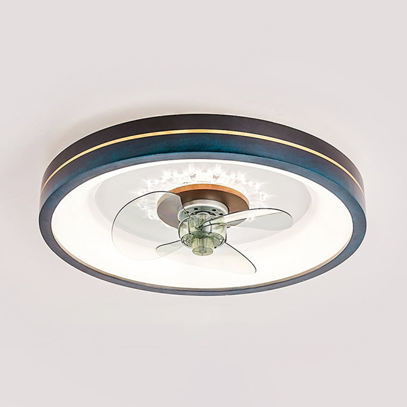 Wooden Ceiling Fan Light LED Ceiling Mount Lamp with Acrylic Shade for Bedroom