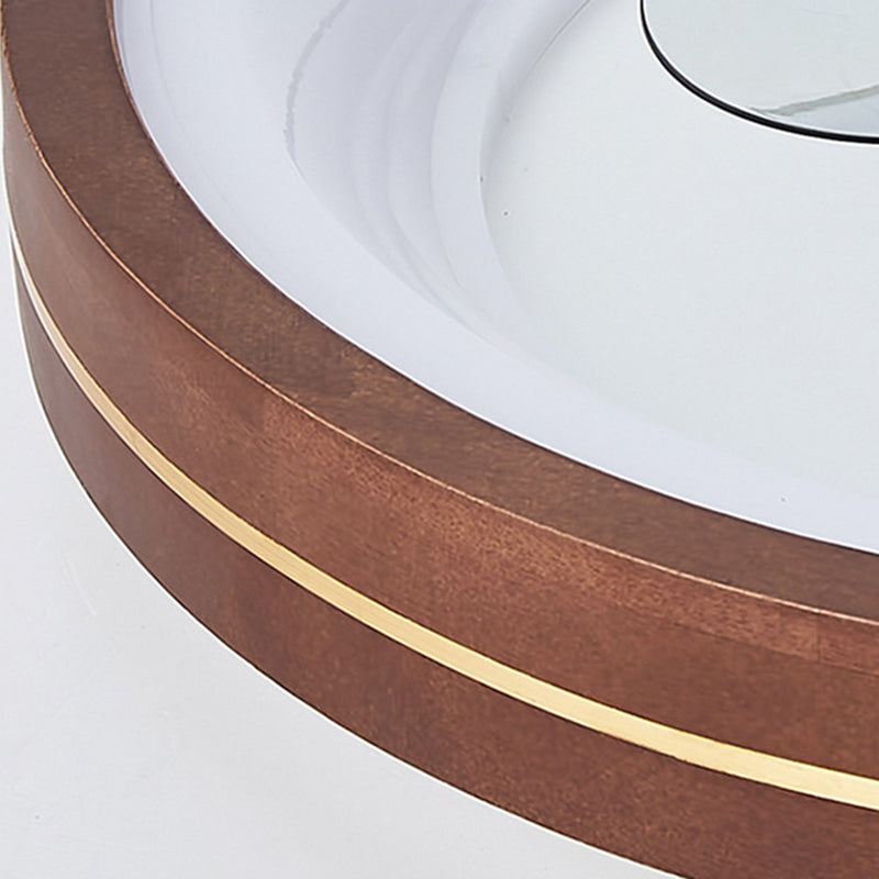 Wooden Ceiling Fan Light LED Ceiling Mount Lamp with Acrylic Shade for Bedroom