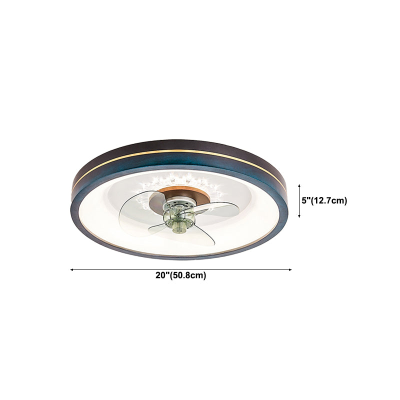 Wooden Ceiling Fan Light LED Ceiling Mount Lamp with Acrylic Shade for Bedroom