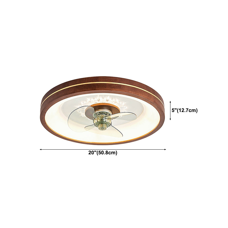 Wooden Ceiling Fan Light LED Ceiling Mount Lamp with Acrylic Shade for Bedroom