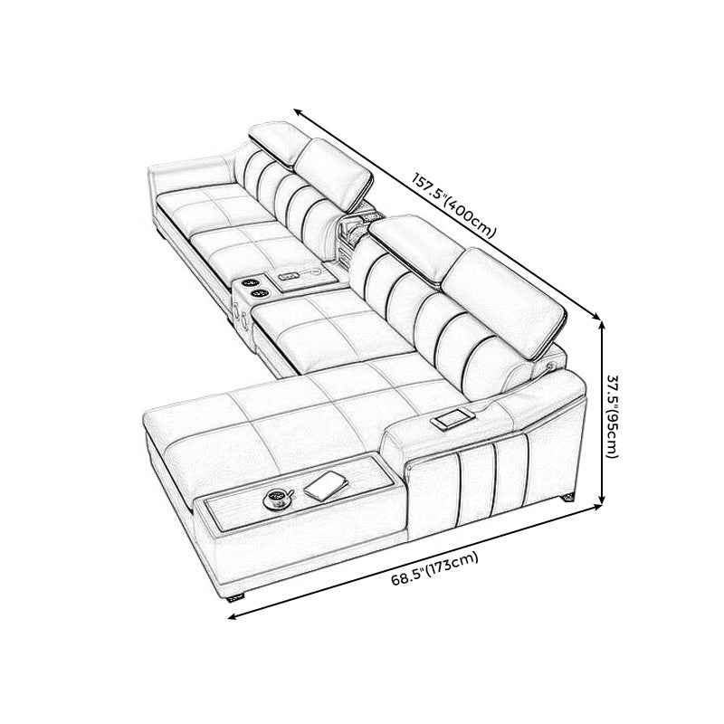 Scandinavian Light-grey High Back Sloped Arm Sectional with Wear-resisting