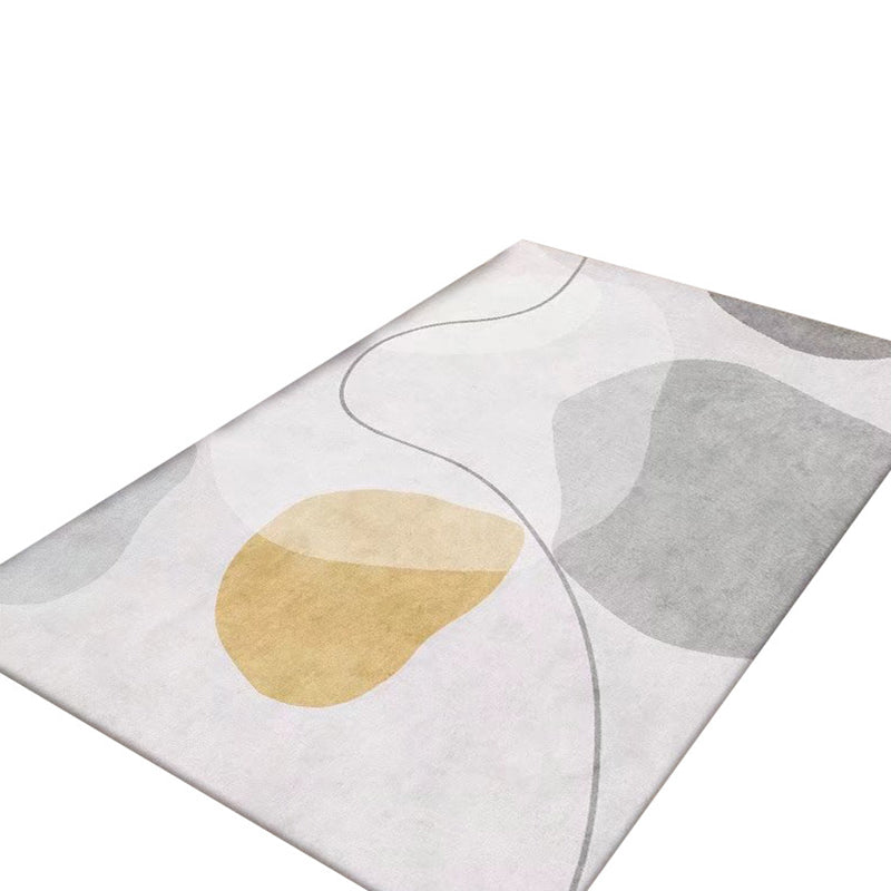 Brown Plaid Rug Polyester Simple Rug Non-Slip Backing Rug for Living Room