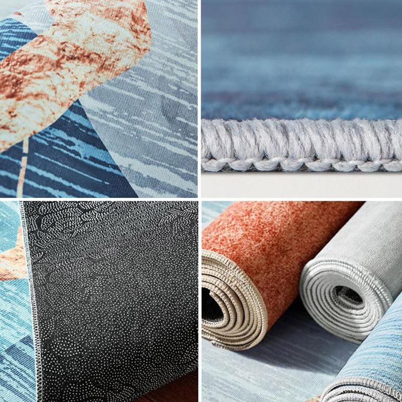 Brown Plaid Rug Polyester Simple Rug Non-Slip Backing Rug for Living Room