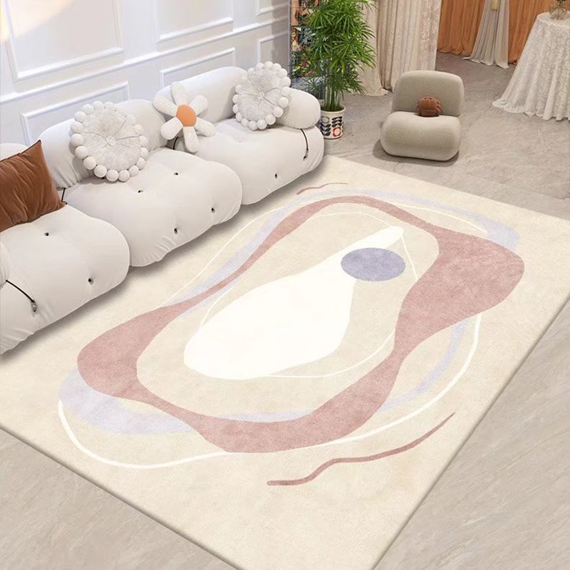 Brown Plaid Rug Polyester Simple Rug Non-Slip Backing Rug for Living Room