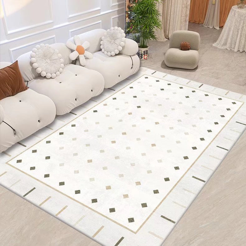 Brown Plaid Rug Polyester Simple Rug Non-Slip Backing Rug for Living Room