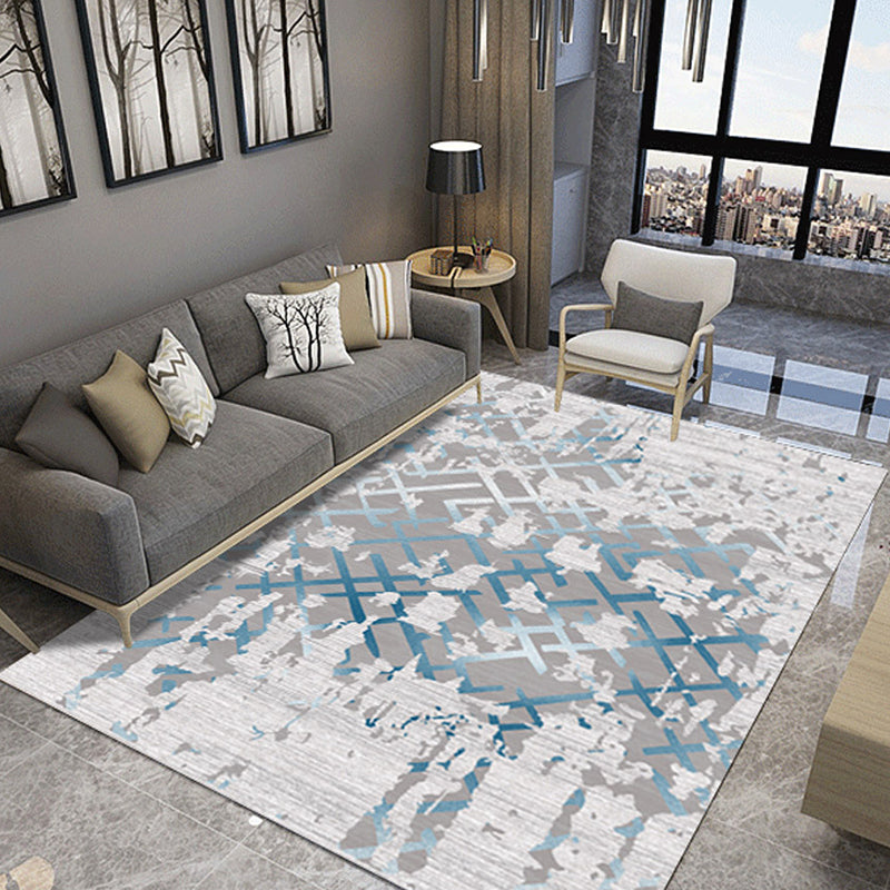 Green Graphic Rug Polyester Magnificent Rug Washable Rug for Living Room