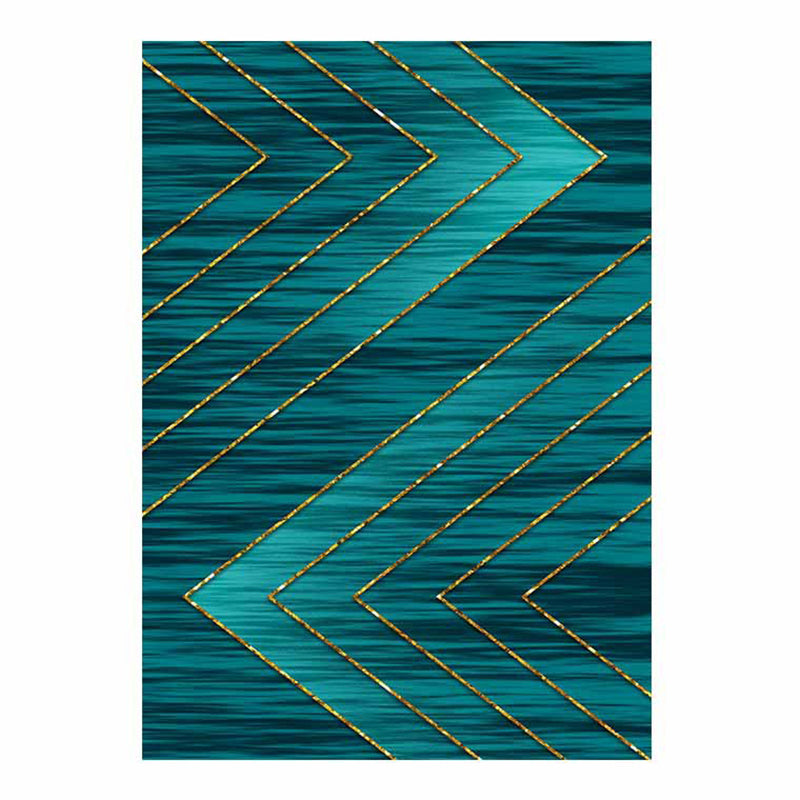 Green Graphic Rug Polyester Magnificent Rug Washable Rug for Living Room