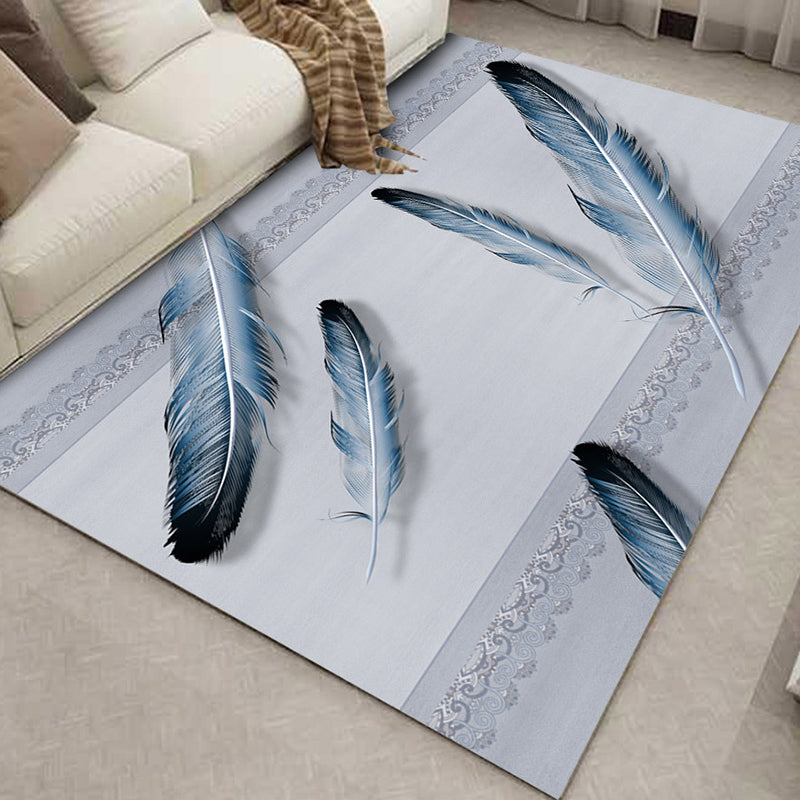 Green Graphic Rug Polyester Magnificent Rug Washable Rug for Living Room