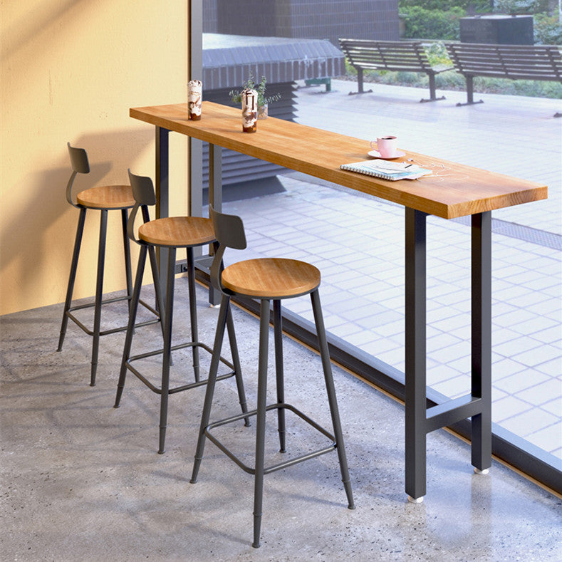 Rectangle Wood Top Counter Table Industrial Bar Table for Dining Room