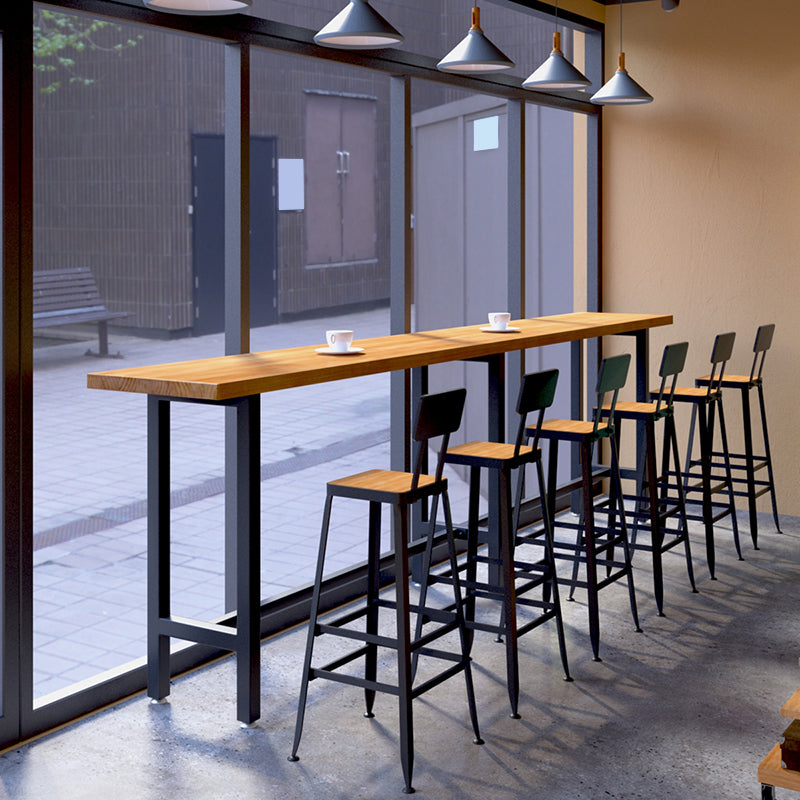 Rectangle Wood Top Counter Table Industrial Bar Table for Dining Room