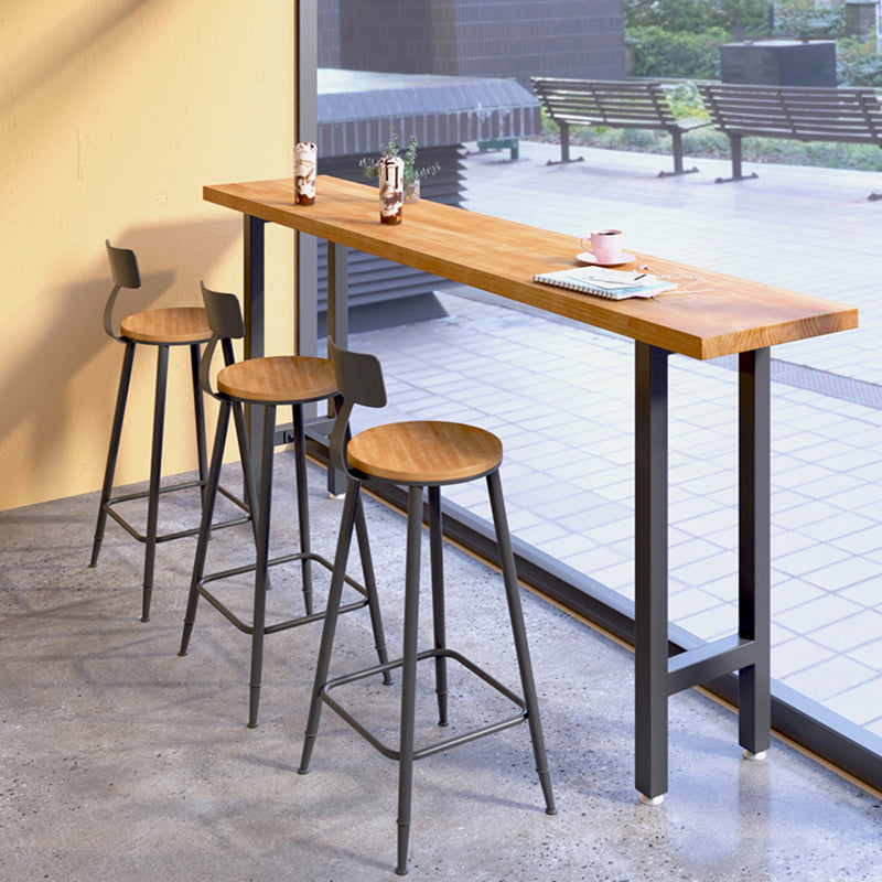Rectangle Wood Top Counter Table Industrial Bar Table for Dining Room
