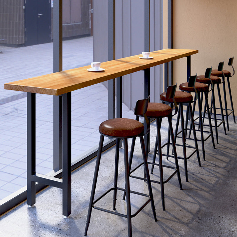 Rectangle Wood Top Counter Table Industrial Bar Table for Dining Room