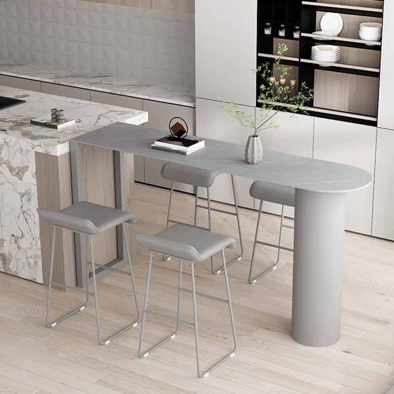Stone Bar Dining Table Modern Bar Table with Double Pedestal for Dining Room Kitchen