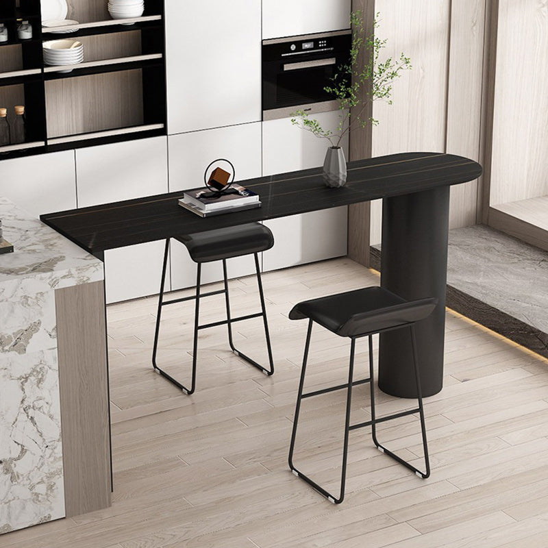 Stone Bar Dining Table Modern Bar Table with Double Pedestal for Dining Room Kitchen