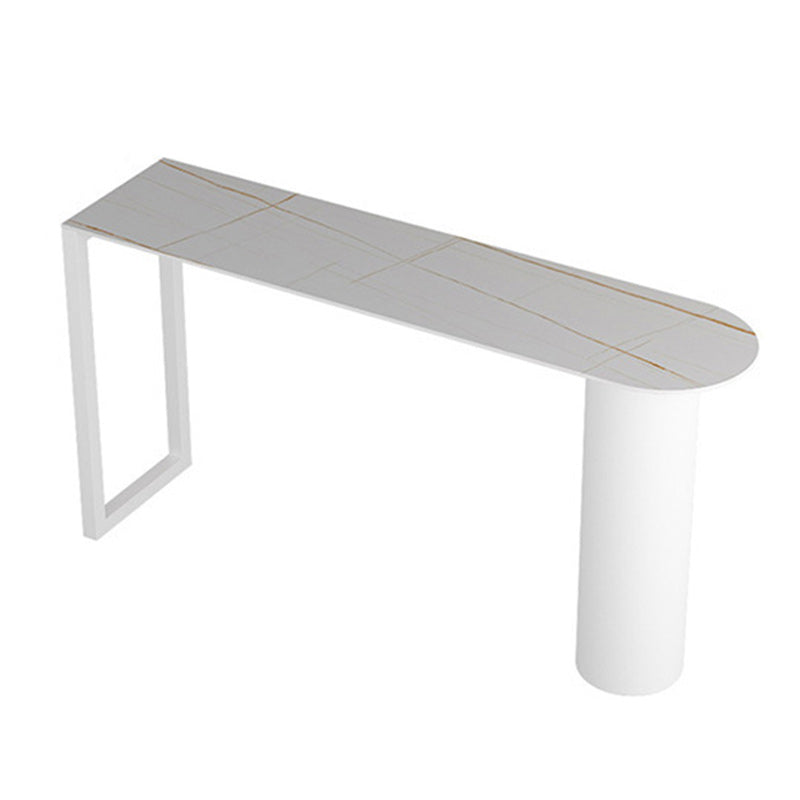 Stone Bar Dining Table Modern Bar Table with Double Pedestal for Dining Room Kitchen