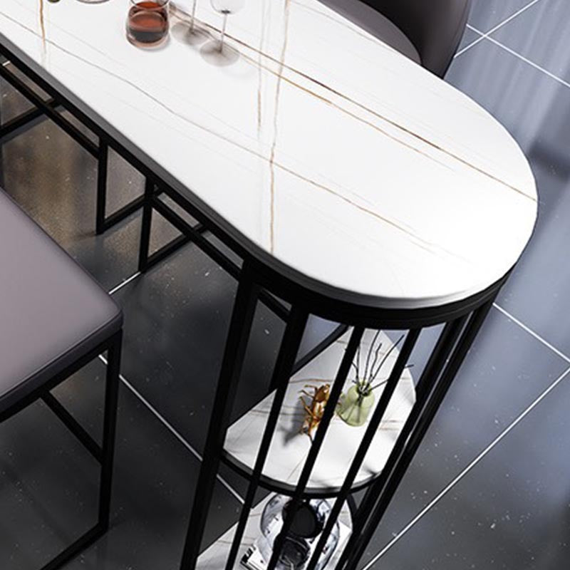 Stone Bar Dining Table Modern Bar Table with Double Pedestal for Living Room Kitchen